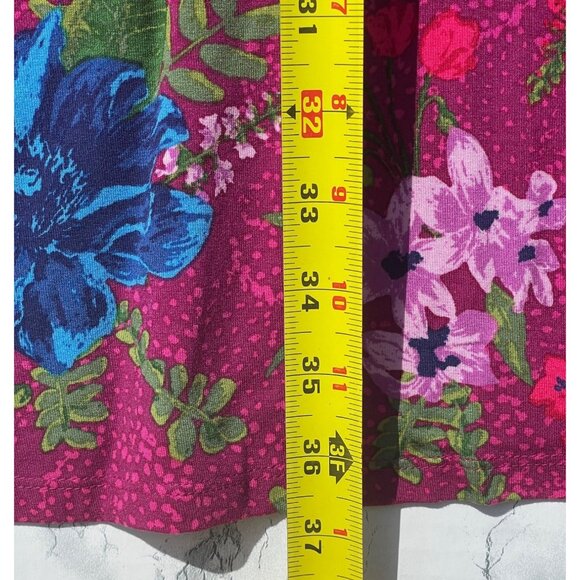 Style & Co. Sleeveless Floral Print Flip Flop Dress In Magenta With Blue & Pink - Picture 4 of 7